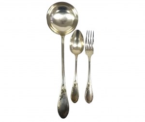 Large silver-plated Art Nouveau cutlery set, Apollo, France