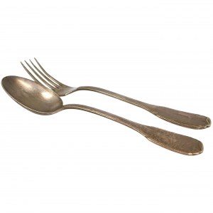 Pair of silver-plated cutlery (spoon + fork) Ritz Paris