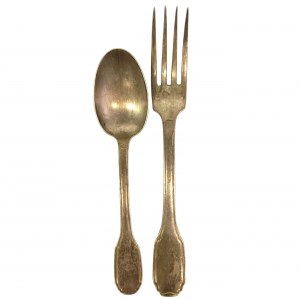 Pair of silver-plated cutlery (spoon + fork) Ritz Paris