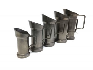 Set of tankards / tin jugs Metaalwarenfabriek Tiel Holland - 5 pieces