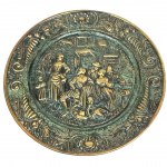 Tavern scene, decorative brass plate, England