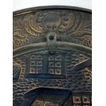 Tavern scene, decorative brass plate, England
