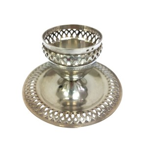 Silver-plated egg cup with saucer, France
