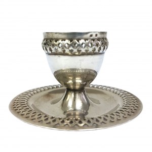 Silver-plated egg cup with saucer, France