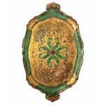 Ozdobny, drewniany komplet vintage w stylu orientalny/florenckim - taca i podstawki