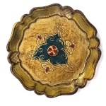 Ozdobny, drewniany komplet vintage w stylu orientalny/florenckim - taca i podstawki