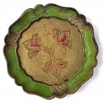 Ozdobny, drewniany komplet vintage w stylu orientalny/florenckim - taca i podstawki