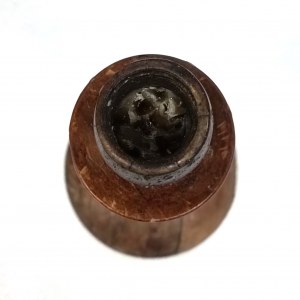 Brass and wood candle holder