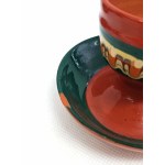 Zestaw ceramicznych kieliszków do jajek vintage, model Pawie oczko z Trojana, Bułgaria
