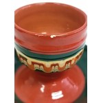 Zestaw ceramicznych kieliszków do jajek vintage, model Pawie oczko z Trojana, Bułgaria