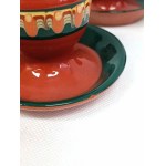 Zestaw ceramicznych kieliszków do jajek vintage, model Pawie oczko z Trojana, Bułgaria