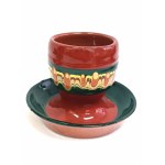 Zestaw ceramicznych kieliszków do jajek vintage, model Pawie oczko z Trojana, Bułgaria