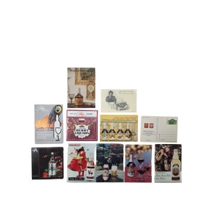 Set of vintage postcards and advertising materials