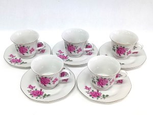 Set of porcelain cups with saucers, Hebei Porcelain