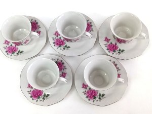 Set of porcelain cups with saucers, Hebei Porcelain