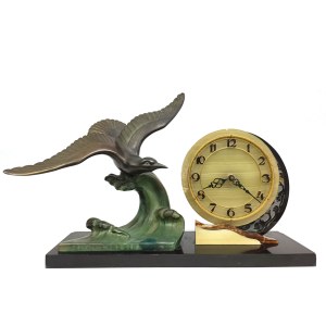 Irénée Rochard (att.), Art Nouveau fireplace suit with seagull, France