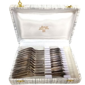 Set of 12 silver-plated cake forks, Ravinet d'Enfert, France