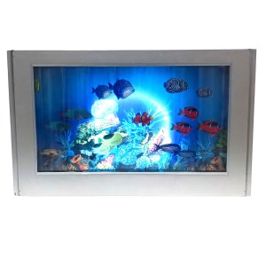 Lamp in the form of an aquarium with swimming fish
