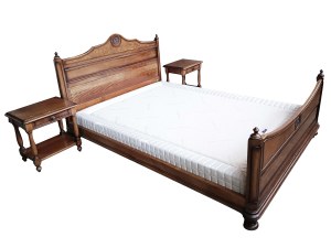 A set of bed and a pair of vintage bedside tables, France