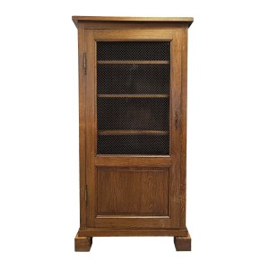 Witryna drewniana / biblioteczka z siatką vintage