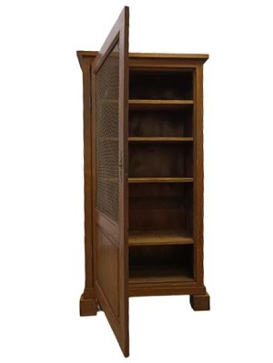 Wooden showcase / bookcase with net vintage