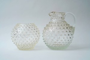 Glass vase and bubbling jug - Czechoslovakia?