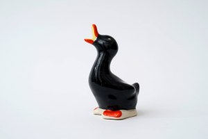 Porcelain duck figurine - ZPS Chodzież - Black
