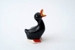 Porcelain duck figurine - ZPS Chodzież - Black