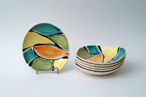 Faience cake plates - pattern 184 - E. Piwek-Białoborska - ZF Włocławek