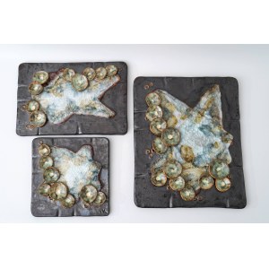 Trzy ceramiczne plakiety przestrzenne - Ruscha Art - Niemcy