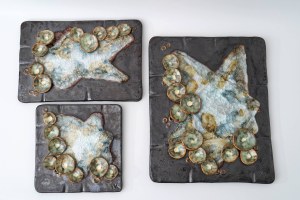 Three ceramic spatial plaques - Ruscha Art - Germany