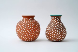 Two ceramic dot vases - Julie Horova - Czechoslovakia