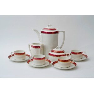 Porcelanowy serwis do kawy ,,Lwów'' - FP Chodzież - bordowy