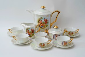 Porcelain coffee service Bałtyk - FP Ćmielów - Iridescent