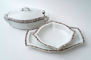 Porcelain vase, platter and bowl - Lviv - FP Ćmielów - Pre-war