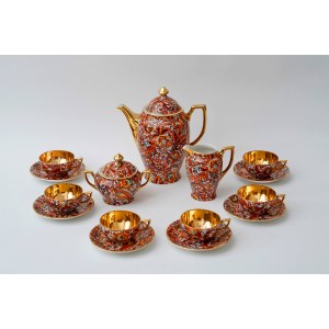 Przedwojenny, porcelanowy serwis do kawy Wanda - Giesche - IMARI