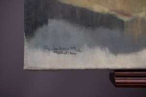Arno Lemke, Mountain landscape with lake, circa 1960.