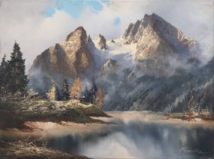 Joachim Ernst Lemke?, Pond in the mountains, 20th century.