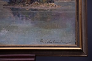 Mountain landscape with lake, 20th century.