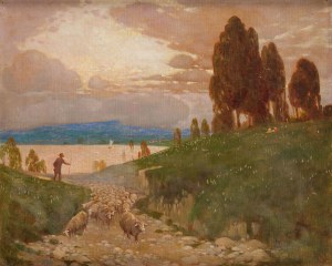 Jan Klępiński (1872 - 1913), Landscape with a Shepherd