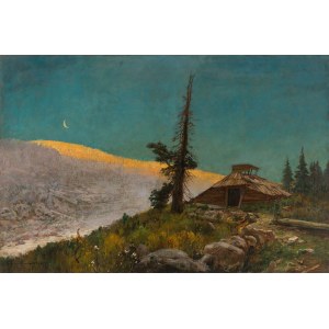 Michał Gorstkin Wywiórski (1861 Warszawa - 1926 Warszawa), Pejzaż karpacki z chatą
