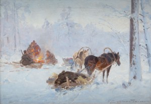 Ignacy Zygmuntowicz (1875 - 1947), After a boar hunt, circa 1920