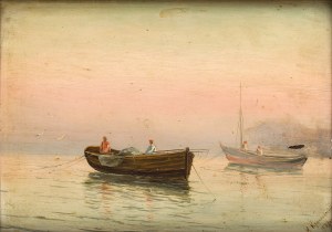K. Kraczkowski (19th/20th century), Boats in the bay, 1901