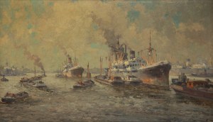 Gerard Johannes Delfgaauw (1882 - 1947), Seascape with Ships