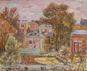 Czeslaw Rzepinski (1905 Strusow near Trembowla - 1995 Krakow), Landscape with houses among the trees