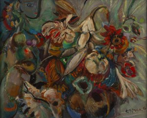 Ludwik Klimek (1912 Skoczów - 1992 France), Still life of a flower and profile of a woman (