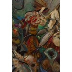 Ludwik Klimek (1912 Skoczów - 1992 Francja), Martwa natura kwiatowa i profil kobiety (Fleurs du midi), 1965