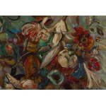 Ludwik Klimek (1912 Skoczów - 1992 Francja), Martwa natura kwiatowa i profil kobiety (Fleurs du midi), 1965