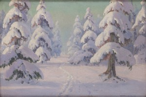 Wiktor Korecki (1890 Kamieniec Podolski - 1980 Milanówek near Warsaw), Forest under the snow