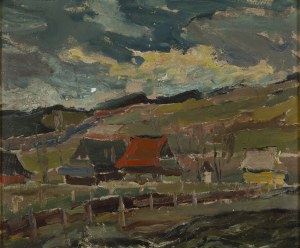 Tadeusz Mróz-Łękawski (1905 - 1942 ), Podgórze landscape with cottages, 1936